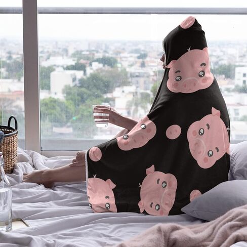 ARAHANT Cute Hippo Hooded Blanket, Cartoon Animal Hooded Blanket, Hippopotamus Gift for Kid, Medium 50'' x 60'' for Teen, Flannel Soft and Comfortable in Saudi Arabia