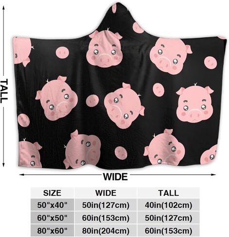 ARAHANT Cute Hippo Hooded Blanket, Cartoon Animal Hooded Blanket, Hippopotamus Gift for Kid, Medium 50'' x 60'' for Teen, Flannel Soft and Comfortable in Saudi Arabia