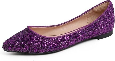 FEVERSOLE Women's Fashion Pointed Toe Classic Dressy Shiny Comfort Cushioned Flats in Saudi Arabia