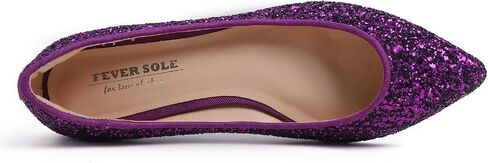 FEVERSOLE Women's Fashion Pointed Toe Classic Dressy Shiny Comfort Cushioned Flats in Saudi Arabia