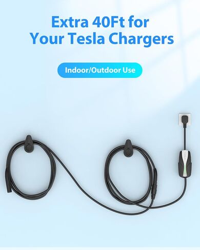 EV Charger Extension Cable for Tesla Charger, 50Amp 21ft Max 240V 12kW with NACS Plug, EV Extension Cord for Level 1/2 Tesla Mobile Charger/Wall Connector, Extension Cord for ModelY/X/3/S/Cyber-truck in Saudi Arabia