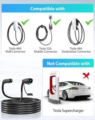 EV Charger Extension Cable for Tesla Charger, 50Amp 21ft Max 240V 12kW with NACS Plug, EV Extension Cord for Level 1/2 Tesla Mobile Charger/Wall Connector, Extension Cord for ModelY/X/3/S/Cyber-truck in Saudi Arabia