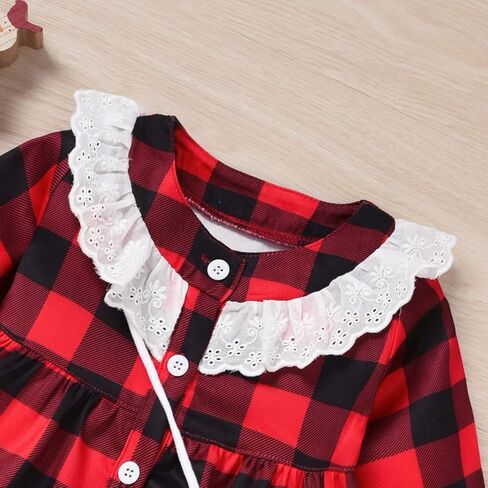 فستان بافلو منقوش للفتيات الصغيرات لعيد الميلاد مع ملحقات in Kuwait