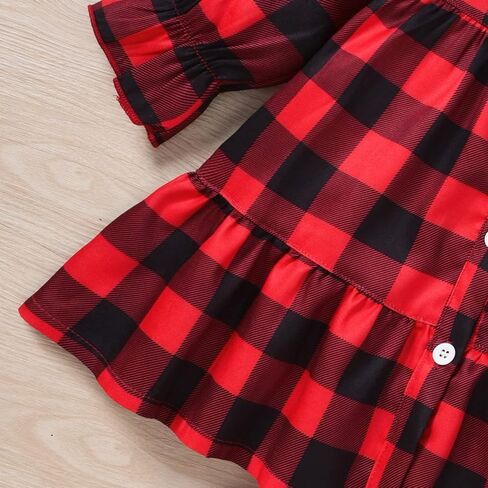 فستان بافلو منقوش للفتيات الصغيرات لعيد الميلاد مع ملحقات in Kuwait