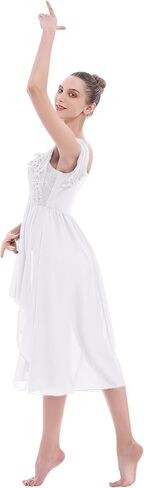 AFAVOM Sequin Lyrical Dance Dress for Women Adult Contemporary Dance Costumes High Low Tulle Chiffon Skirt Praise Dancewear in Kuwait