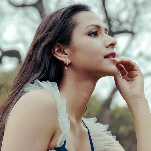 925 الفضة الاسترليني سلسلة تتدلى الأقراط شريط أقراط للنساء الفتيات الحد الأدنى شريط سلسلة مزدوجة أقراط مجوهرات هدايا لعيد الميلاد عيد ميلاد in Kuwait