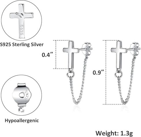 925 الفضة الاسترليني سلسلة تتدلى الأقراط شريط أقراط للنساء الفتيات الحد الأدنى شريط سلسلة مزدوجة أقراط مجوهرات هدايا لعيد الميلاد عيد ميلاد in Kuwait