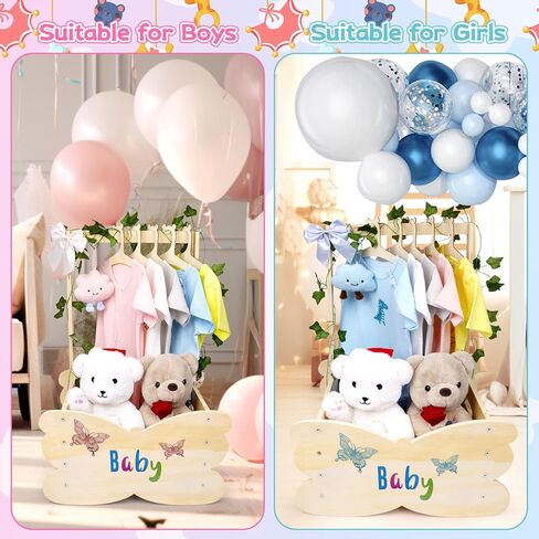 Wooden Baby Shower Crate Closet, Baby Shower Basket | Large Capacity Baby Closet Personalized Baby Shower Gifts Basket for Newborn, Pregnancy Gifts for New Parent in Saudi Arabia