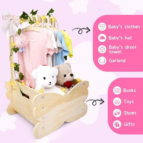 Wooden Baby Shower Crate Closet, Baby Shower Basket | Large Capacity Baby Closet Personalized Baby Shower Gifts Basket for Newborn, Pregnancy Gifts for New Parent in Saudi Arabia