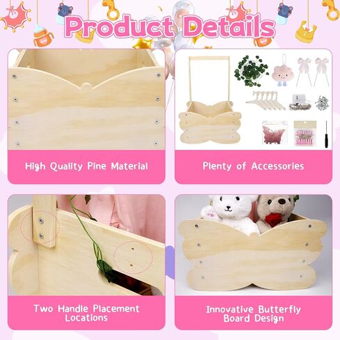 Wooden Baby Shower Crate Closet, Baby Shower Basket | Large Capacity Baby Closet Personalized Baby Shower Gifts Basket for Newborn, Pregnancy Gifts for New Parent in Saudi Arabia