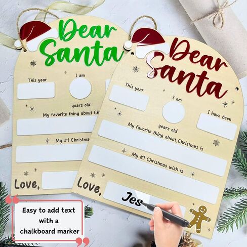 DIY Dear Santa Board Sign, Dear Santa Letter Plaque, Letter to Santa Board Christmas Hanging Sign, Dear Santa Christmas Wish List, Kids Letter to Santa Photo Prop Board, Kid's Christmas Gift (Red) in Saudi Arabia