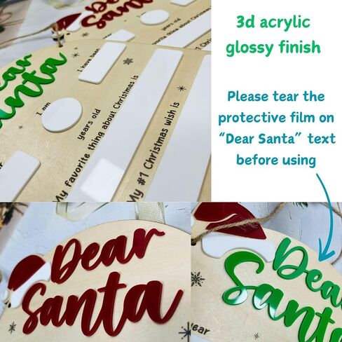 DIY Dear Santa Board Sign, Dear Santa Letter Plaque, Letter to Santa Board Christmas Hanging Sign, Dear Santa Christmas Wish List, Kids Letter to Santa Photo Prop Board, Kid's Christmas Gift (Red) in Saudi Arabia