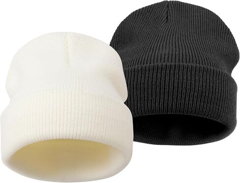DRESHOW BQUBO 2 Pack Toddler Beanie Hats Baby Winter Hat Soft Baby Beanie Hat Children Knit Warm Cap Kids Hat for Boys Girls in Saudi Arabia