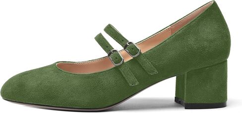 ROSERWISH إمرأة مريح لطيف جولة اصبع القدم اثنين من الأشرطة حزب الجلد المدبوغ مكتنزة كعب منخفض مضخات فستان أحذية 2 بوصة in Kuwait