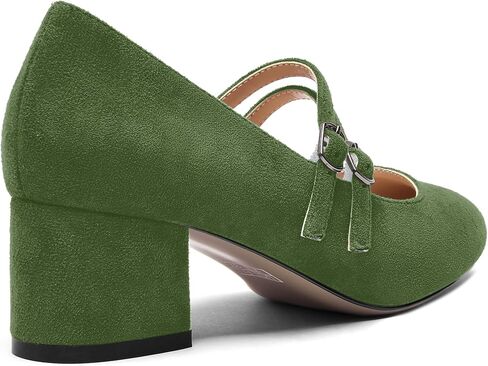 ROSERWISH إمرأة مريح لطيف جولة اصبع القدم اثنين من الأشرطة حزب الجلد المدبوغ مكتنزة كعب منخفض مضخات فستان أحذية 2 بوصة in Kuwait