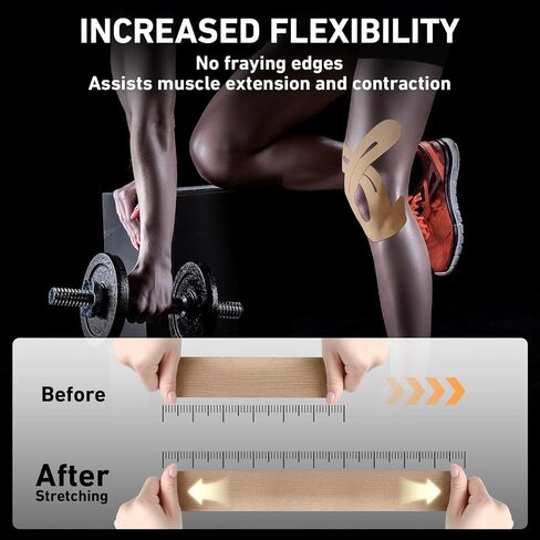 Kinesiology Tape for Knees, 12 Count Kinesiology Tape Precut for Knees, KTQUICK Original Cotton Waterproof & Breathable, Enhance Elastic Kinesiology Athletic Tape for Knee Support and Muscle in Kuwait