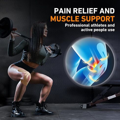 Kinesiology Tape for Knees, 12 Count Kinesiology Tape Precut for Knees, KTQUICK Original Cotton Waterproof & Breathable, Enhance Elastic Kinesiology Athletic Tape for Knee Support and Muscle in Kuwait