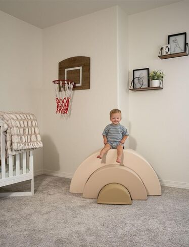 Kids Soft Arch Playset (Sand) Soft Play Equipment Foam Rainbow, Kid Playroom Couch, Foam Blocks for Kids 1-12, Toddler Foam Climbing Blocks, Tunnel, Obstacle Course, and Fort, 3 Pieces in Saudi Arabia
