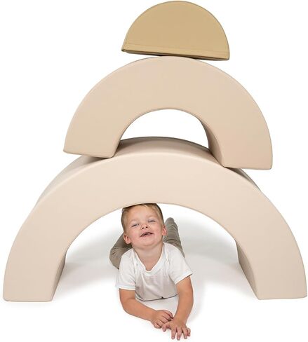 Kids Soft Arch Playset (Sand) Soft Play Equipment Foam Rainbow, Kid Playroom Couch, Foam Blocks for Kids 1-12, Toddler Foam Climbing Blocks, Tunnel, Obstacle Course, and Fort, 3 Pieces in Saudi Arabia