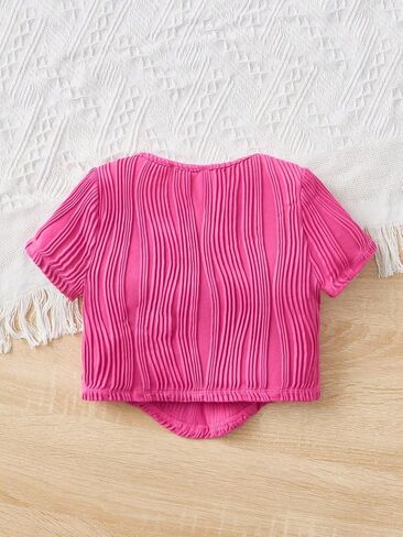 SweatyRocks Girl's Square Neck Textured Tee Shirt Short Sleeve Asymmetrical Hem Solid Crop Tops in Saudi Arabia