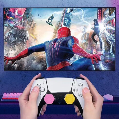 DLseego 4PCS Thumb Grips Caps for Xbox One X S PS5 PS4 PlayStation DualSense Switch Pro Wireless Controller Steam Deck, Soft Silicone Anti-Slip Button Cap Height Joystick Cover - Yellow Pink in Saudi Arabia