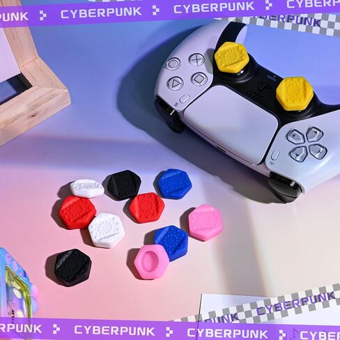 DLseego 4PCS Thumb Grips Caps for Xbox One X S PS5 PS4 PlayStation DualSense Switch Pro Wireless Controller Steam Deck, Soft Silicone Anti-Slip Button Cap Height Joystick Cover - Yellow Pink in Saudi Arabia