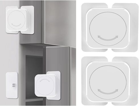 2-Pack Baby Proof & Child Safety Cabinet Locks, Easy to Use with Sticky Adhesive Pads & Knob-Style Design, Safely Secure Cabinets, Refrigerators, Ovens, Bedsides in Home and Kitchen, Child-Proof in Saudi Arabia