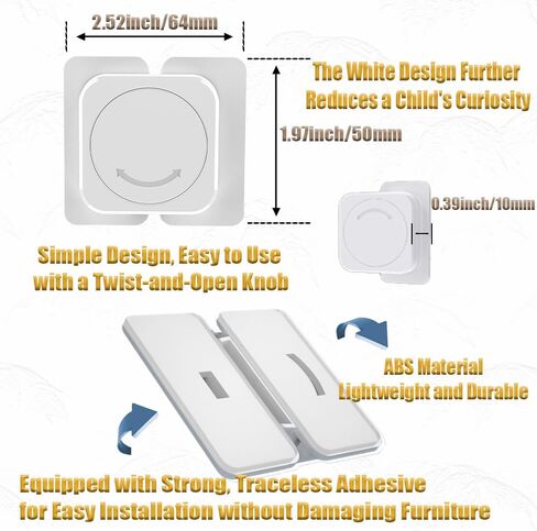 2-Pack Baby Proof & Child Safety Cabinet Locks, Easy to Use with Sticky Adhesive Pads & Knob-Style Design, Safely Secure Cabinets, Refrigerators, Ovens, Bedsides in Home and Kitchen, Child-Proof in Saudi Arabia