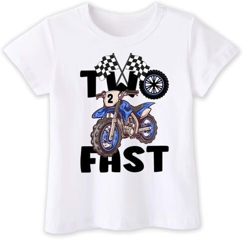 hrcfbk Toddler Baby Boys 2nd Birthday T-Shirt Two Fast Race Car Motorcycle Birthday Boy Racing T-Shirt in Kuwait
