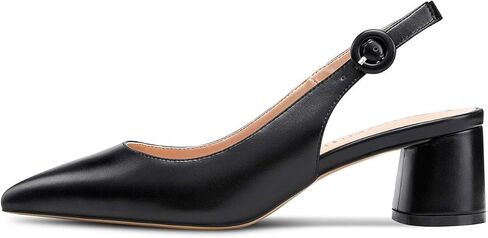 Castamere إمرأة مكتنزة كتلة الكعوب Slingback مضخات الانزلاق على مدبب تو 5 سنتيمتر كعب الصنادل أحذية بولي PU سوداء 9 M US in Kuwait