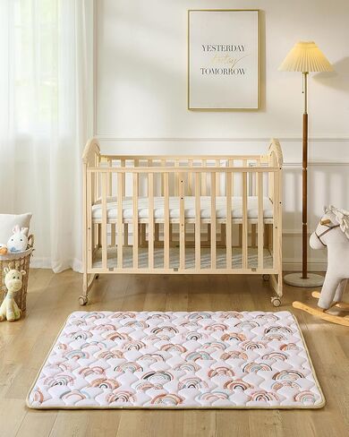 PINNKKU Baby Play Mat, 50x50 Playpen Mat, Thick & Soft Padded Play Mat for Baby and Toddlers, Foldable and Machine Washable Kids Play Mat for Floor Play, Crawling & Tummy Time, Boho Rainbow in Saudi Arabia