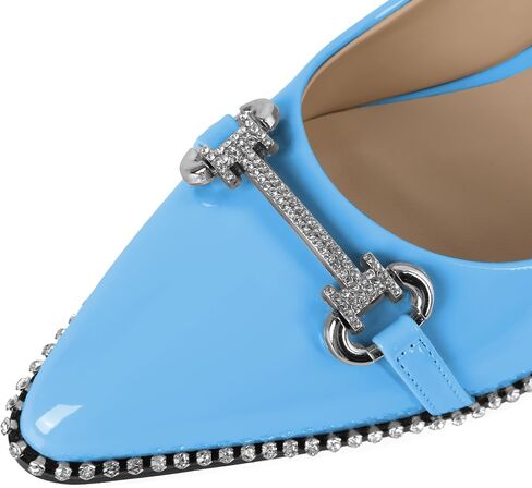 YODEKS Women Low Kitten Heel Pumps Slip On 1.5 Inch Pointed Toe Rhinestones Buckle Shoes Size 5-13 in Kuwait