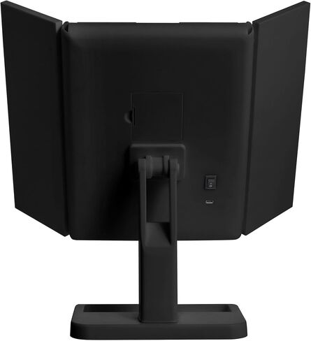 مرآة MELANNCO بيضاء ثلاثية الطي LED، 3 تكبيرات وأضواء LED قابلة للتعتيم، مرآة مكياج مضاءة، تحكم باللمس in Saudi Arabia
