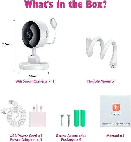 Fuers Video Baby Monitor, 1080P Ultra HD Indoor Audio WiFi Camera,with Flexible Arm Bracket,Night Vision,Lullabies,Cry Detection,Motion Detection,Temp & Humidity Sensor,Two Way Talk,App Control in Saudi Arabia