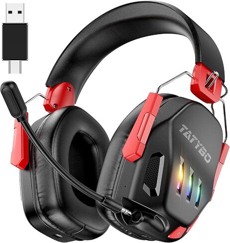 Wireless Gaming Headset for Ps5 Ps4 PC Switch Wireless Gaming Headphones 2.4GHz USB & Type-C & Bluetooth 5.3, 40H+ & 7.1 Surround Sound with Detachable Noise Cancelling Microphone in Saudi Arabia