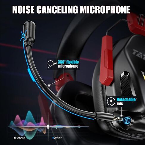 Wireless Gaming Headset for Ps5 Ps4 PC Switch Wireless Gaming Headphones 2.4GHz USB & Type-C & Bluetooth 5.3, 40H+ & 7.1 Surround Sound with Detachable Noise Cancelling Microphone in Saudi Arabia