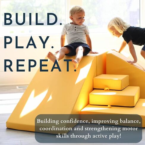 Foamnasium Adventure Indoor Foam Playset, 7 Piece Soft Toddler and Kids Active Playset for Crawling, Climbing, Building and Jumping, Made in The US, Pink in Saudi Arabia