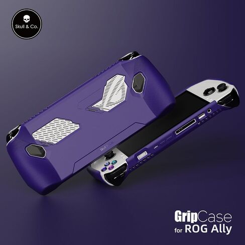 مجموعة Skull & Co. GripCase لجهاز ROG Ally X: حافظة حماية ناعمة مع مقابض منسوجة حماية كاملة وحامل، تصميم غطاء مقاوم للخدش ممتص للصدمات وغير قابل للانزلاق [مع حقيبة حمل نحيفة] - أسود in Kuwait
