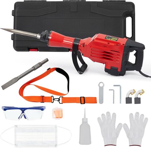 3600W Electric Jack Hammer Demolition Tool Kit, 6-piece set, Demolition Hammer, Jack Hammer, Jack Hammer Concrete Breaker, Includes 6 Bits, Heavy-Duty Concrete Breaker, 95A in Kuwait