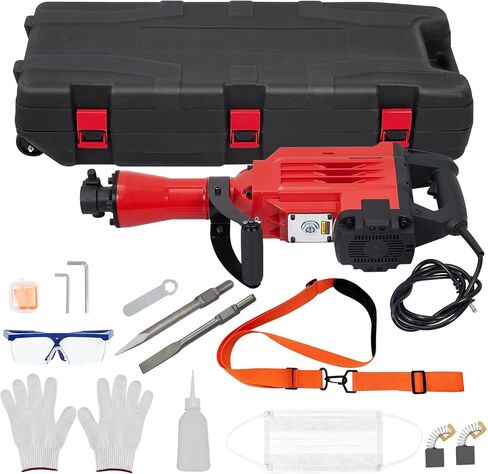 3600W Electric Jack Hammer Demolition Tool Kit, 6-piece set, Demolition Hammer, Jack Hammer, Jack Hammer Concrete Breaker, Includes 6 Bits, Heavy-Duty Concrete Breaker, 95A in Kuwait