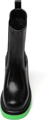 أحذية تشيلسي النسائية من vivianly، أحذية ذات نعل سميك لمنتصف الساق، أحذية مرنة سهلة الارتداء، أحذية طويلة للكاحل بكعب سميك للارتداء الكاجوال، زي in Kuwait