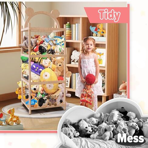 Stuffed Animal Zoo Storage Cage, Extra Large Wood stuffed animal storage, Toy Organizer Holder for Stuffed Animals, Plush Toy Storage Gift - Nursery PlayRoom Bedroom Decor in Kuwait