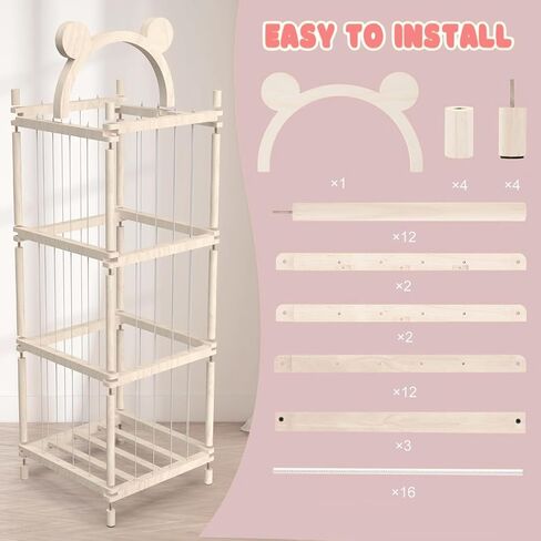 Stuffed Animal Zoo Storage Cage, Extra Large Wood stuffed animal storage, Toy Organizer Holder for Stuffed Animals, Plush Toy Storage Gift - Nursery PlayRoom Bedroom Decor in Kuwait