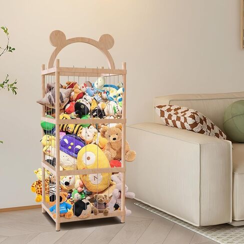 Stuffed Animal Zoo Storage Cage, Extra Large Wood stuffed animal storage, Toy Organizer Holder for Stuffed Animals, Plush Toy Storage Gift - Nursery PlayRoom Bedroom Decor in Kuwait