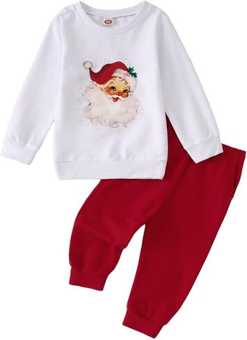 IZYJOY طفل صبي فتاة زي عيد الميلاد سانتا كلوز Crewneck البلوز السراويل مع جيب طفل عيد الميلاد الخريف الشتاء الملابس مجموعة in Kuwait