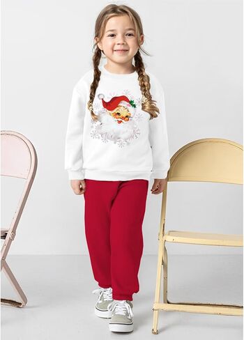 IZYJOY طفل صبي فتاة زي عيد الميلاد سانتا كلوز Crewneck البلوز السراويل مع جيب طفل عيد الميلاد الخريف الشتاء الملابس مجموعة in Kuwait