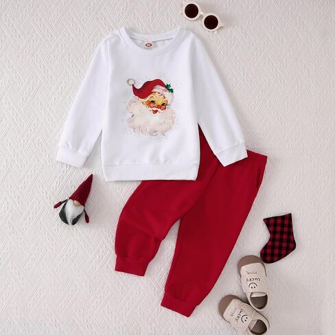 IZYJOY طفل صبي فتاة زي عيد الميلاد سانتا كلوز Crewneck البلوز السراويل مع جيب طفل عيد الميلاد الخريف الشتاء الملابس مجموعة in Kuwait