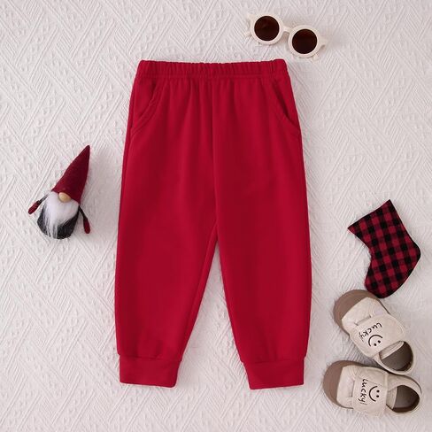 IZYJOY طفل صبي فتاة زي عيد الميلاد سانتا كلوز Crewneck البلوز السراويل مع جيب طفل عيد الميلاد الخريف الشتاء الملابس مجموعة in Kuwait