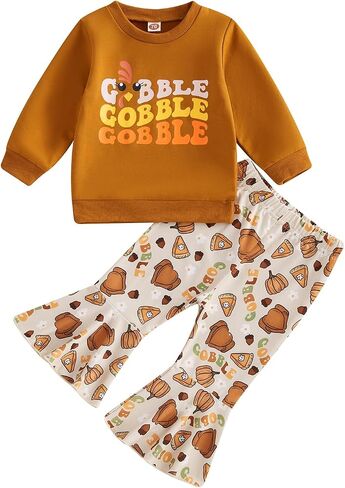 MAYUMMPY Toddler Baby Boys Thanksgiving Pants Outfits Long Sleeve Shirts Turkey Sweatshirt Pants Fall Winter Clothes Set in Kuwait