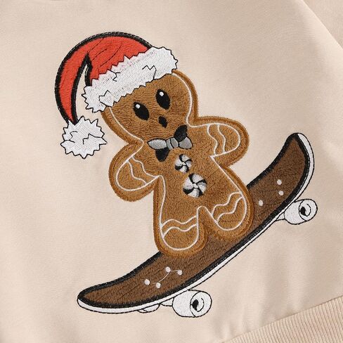 Thorn Tree Toddler Boys Gingerbread Man Clothes Set Hooded Sweatshirt Solid Pants Christmas Fall Winter Outfits in Saudi Arabia